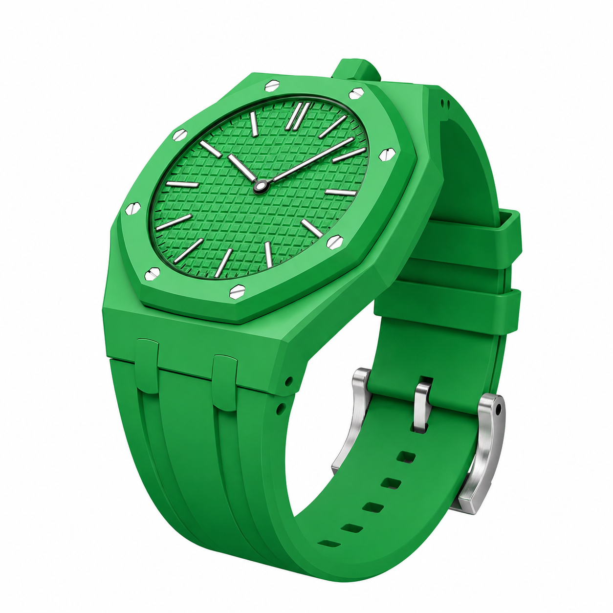 AP X Swatch Royal Pop Watch Green Silicone Straps @ 12 o'clock