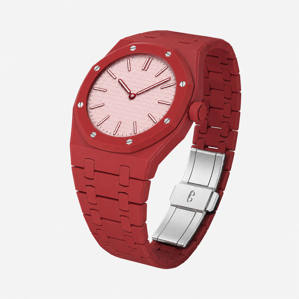 AP X Swatch Royal Pop Watch Red Bioceramic Straps @ 12 o'clock