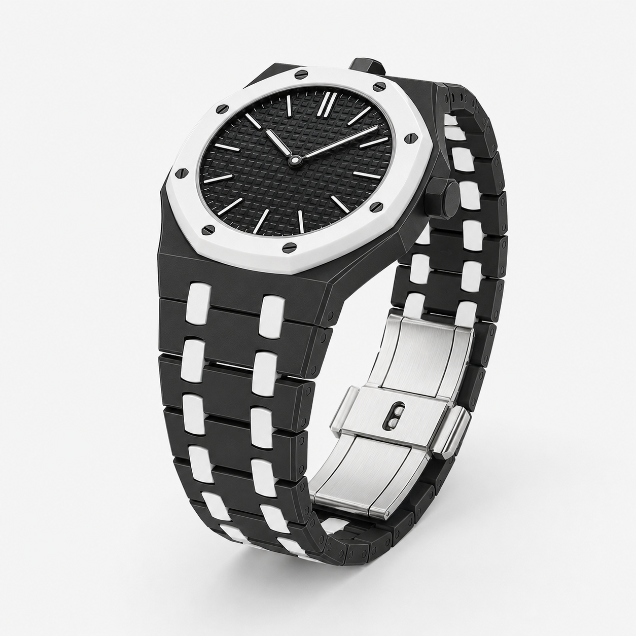 AP X Swatch Royal Pop Watch Black White Bioceramic Straps @ 12 o'clock