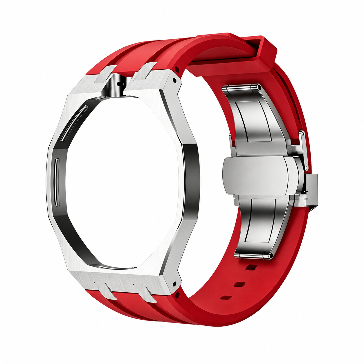 AP X Swatch Royal Pop Stainless Steel Case Red Silicone Straps @12 o'clock