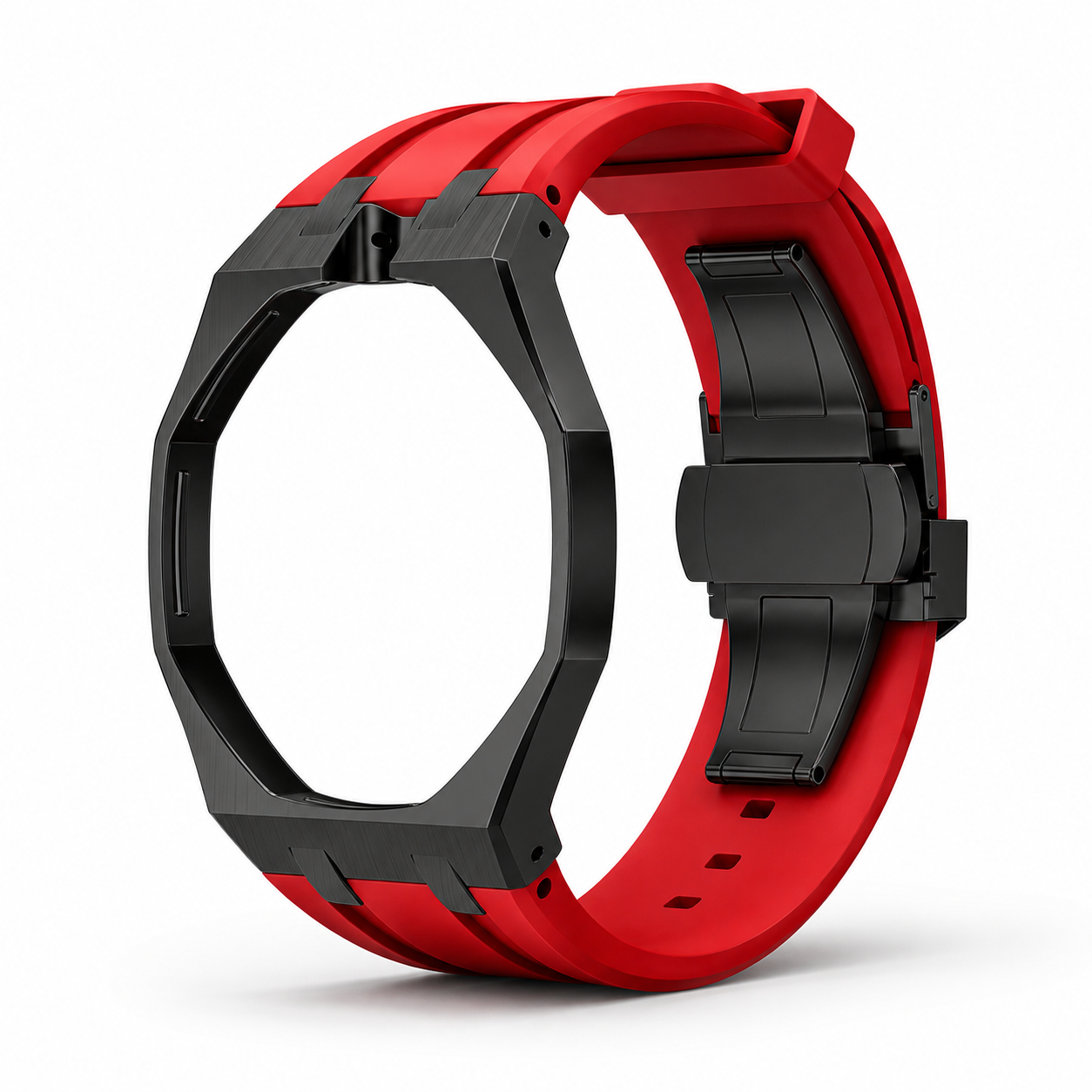 AP X Swatch Royal Pop Black Stainless Steel Case Red Silicone Straps @12 o'clock