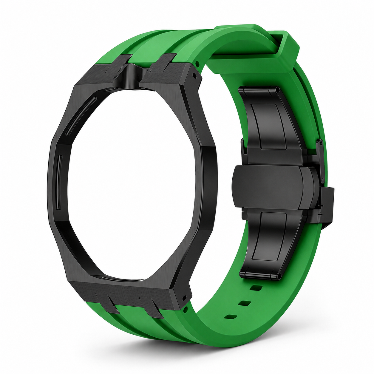 AP X Swatch Royal Pop Black Stainless Steel Case Green Silicone Straps @12 o'clock