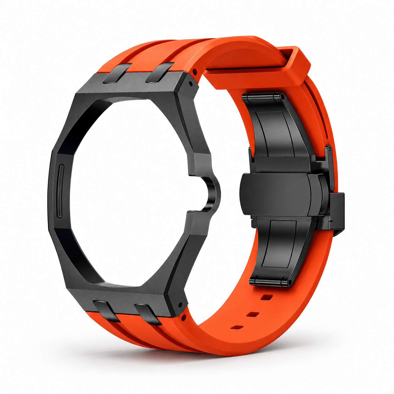 AP X Swatch Royal Pop Black Stainless Steel Case Orange Silicone Straps @3 o'clock