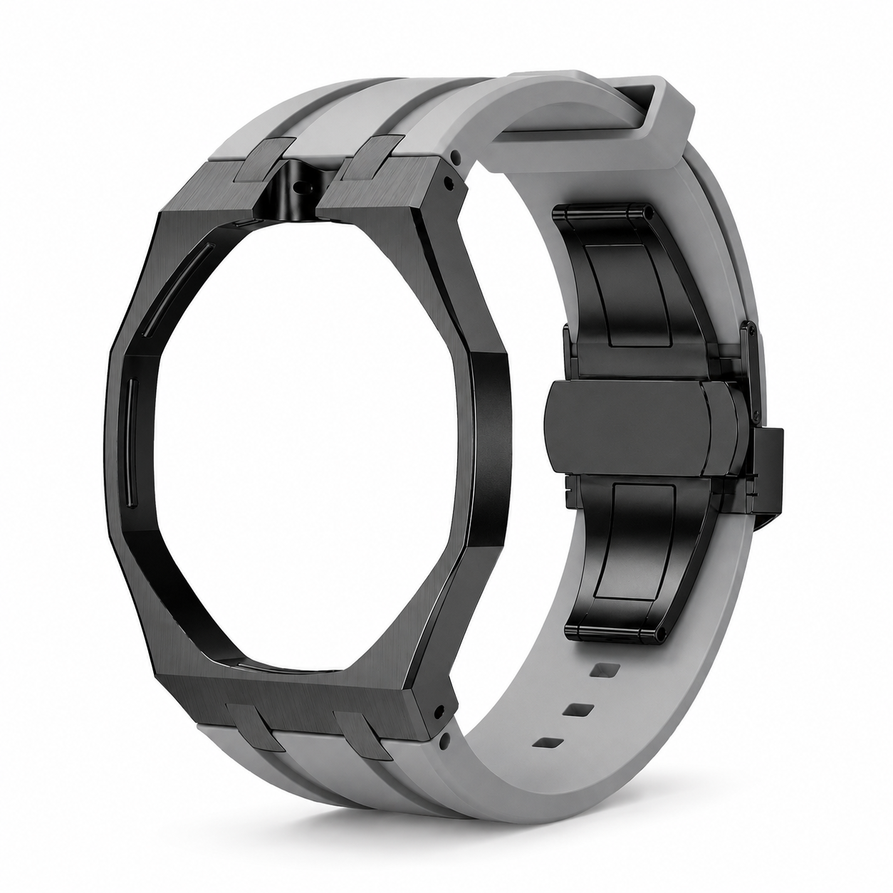 AP X Swatch Royal Pop Black Stainless Steel Case Gray Silicone Straps @12 o'clock