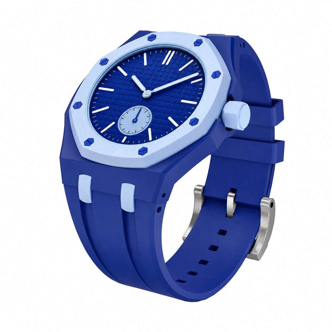 AP X Swatch Royal Pop Watch Double Blue Silicone Straps @ 3 o'clock