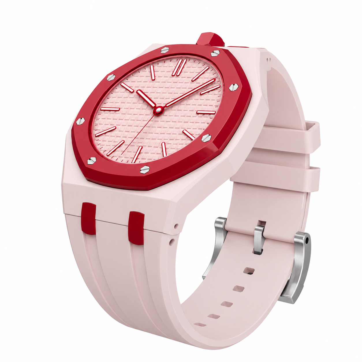 AP X Swatch Royal Pop Watch Red Pink Straps @ 12 o'clock