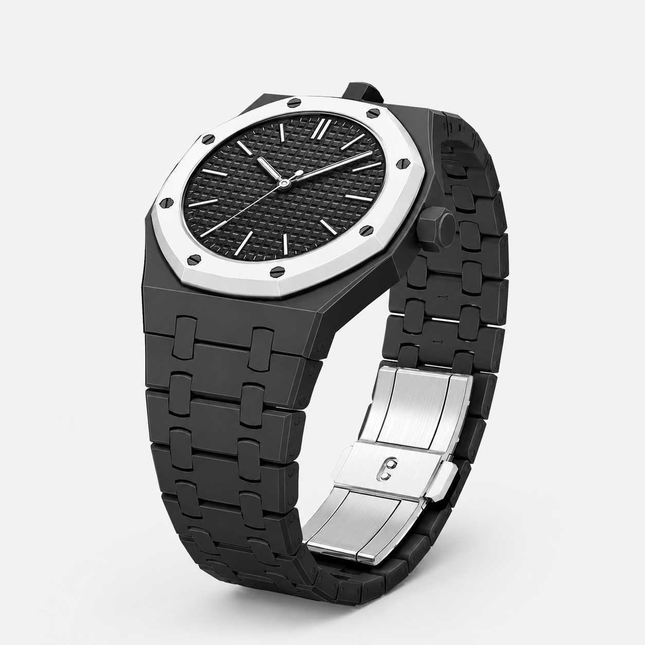 AP X Swatch Royal Pop Watch Black White Straps @ 12 o'clock