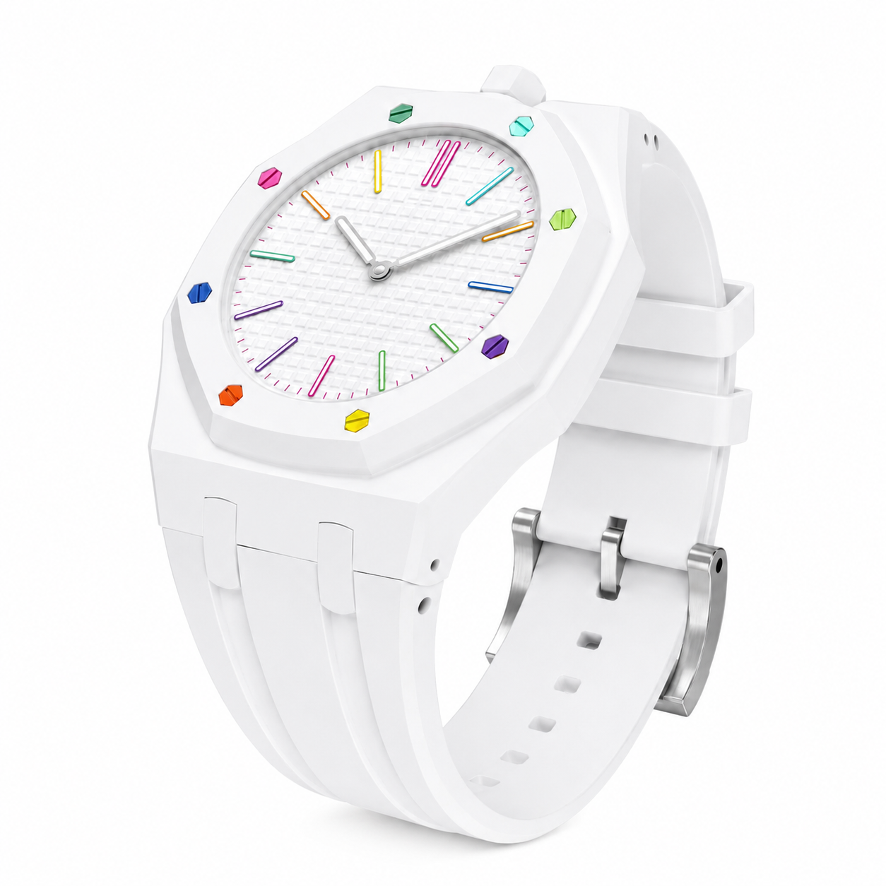 AP X Swatch Royal Pop Watch White Straps @ 12 o'clock