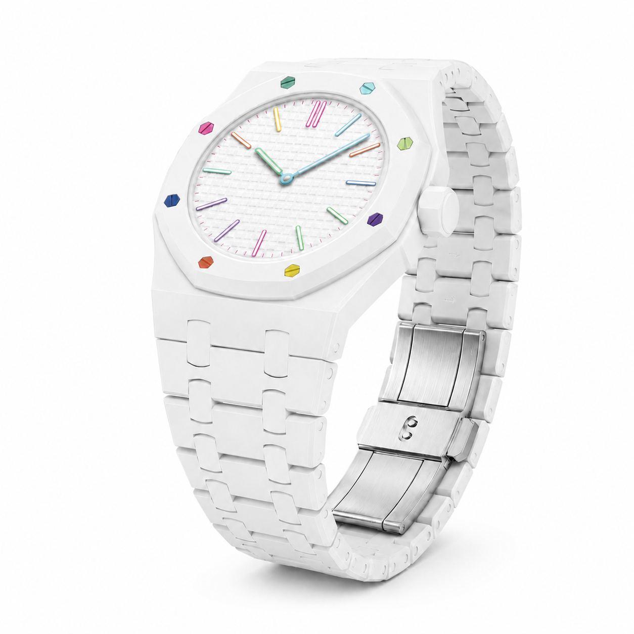 AP X Swatch Royal Pop Watch White Straps @ 12 o'clock